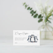 Schattigee Penguin Sneeuwvlokken Baby shower Luier Informatiekaartje (Staand voorkant)