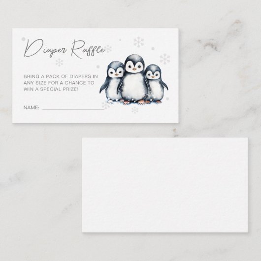 Schattigee Penguin Sneeuwvlokken Baby shower Luier Informatiekaartje (Voorkant / Achterkant)