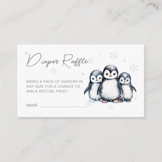 Schattigee Penguin Sneeuwvlokken Baby shower Luier Informatiekaartje (Voorkant)
