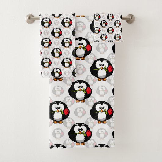 Schattigee Penguin Surface Pattern Design Print Bad Handdoek (Insitu)