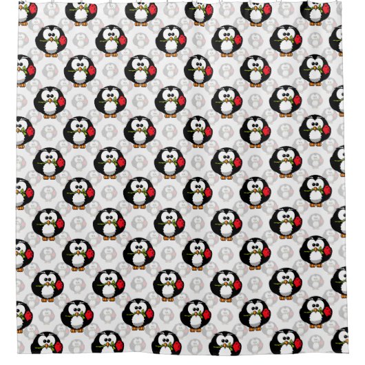 Schattigee Penguin Surface Pattern Design Print Douchegordijn (Voorkant)