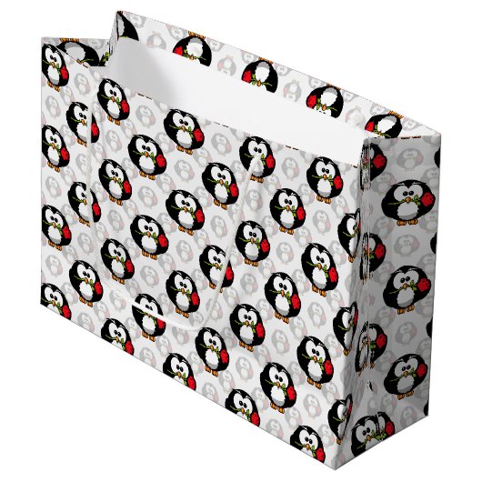 Schattigee Penguin Surface Pattern Design Print Groot Cadeauzakje (Voorkant Gekanteld)