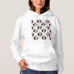 Schattigee Penguin Surface Pattern Design Print Hoodie