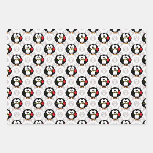 Schattigee Penguin Surface Pattern Design Print Inpakpapier Vel (Voorkant 3)