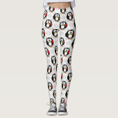Schattigee Penguin Surface Pattern Design Print Leggings (Voorkant)