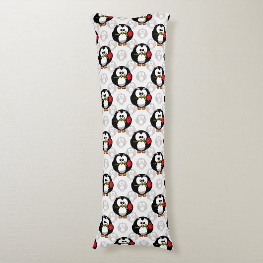 Schattigee Penguin Surface Pattern Design Print Lichaamskussen (Voorkant Verticaal)