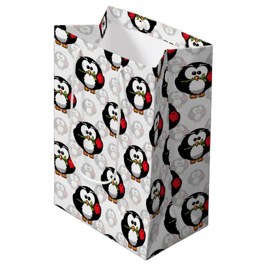 Schattigee Penguin Surface Pattern Design Print Medium Cadeauzakje (Voorkant Gekanteld)