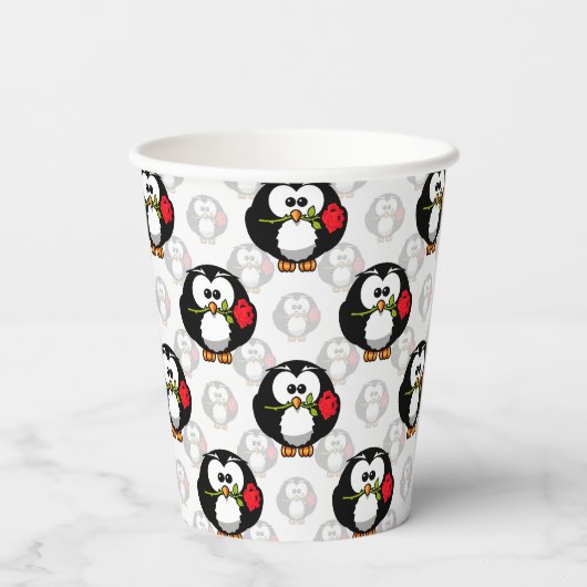 Schattigee Penguin Surface Pattern Design Print Papieren Bekers (Achterkant)