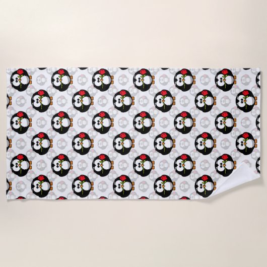Schattigee Penguin Surface Pattern Design Print Strandlaken (Voorkant)