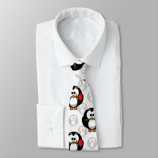 Schattigee Penguin Surface Pattern Design Print Stropdas (Gebonden)