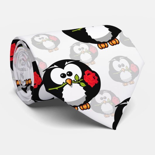 Schattigee Penguin Surface Pattern Design Print Stropdas (Opgerold)