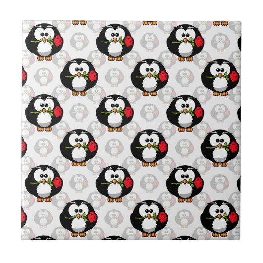 Schattigee Penguin Surface Pattern Design Print Tegeltje (Voorkant)