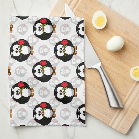Schattigee Penguin Surface Pattern Design Print Theedoek (Quarter Fold)