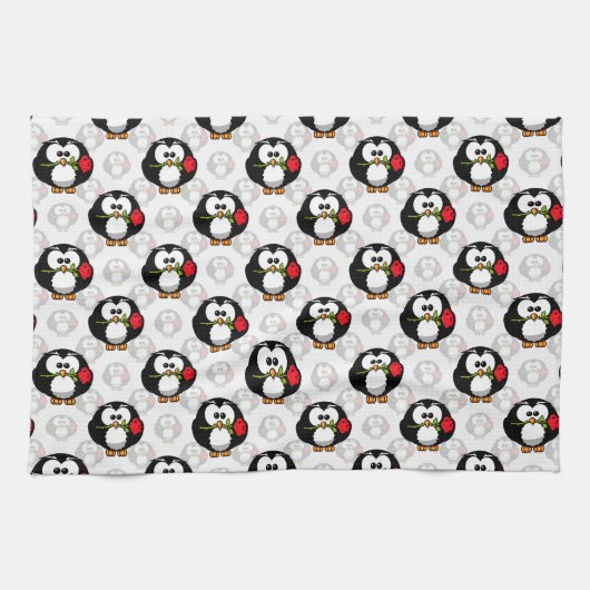 Schattigee Penguin Surface Pattern Design Print Theedoek (Horizontaal)