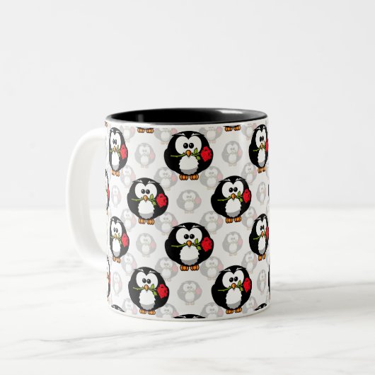 Schattigee Penguin Surface Pattern Design Print Tweekleurige Koffiemok (Voorkant links)