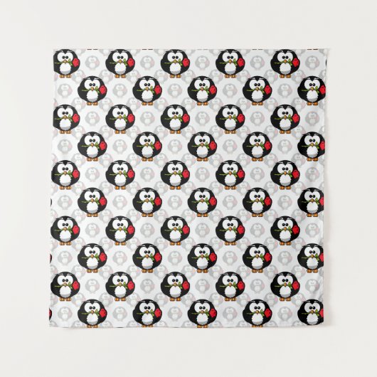 Schattigee Penguin Surface Pattern Design Print Wandkleed (Voorkant)