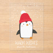 Schattigee Penguin Warm Wensen Niet-Foto Vakantie Acryl Uitnodigingen (Voorkant)