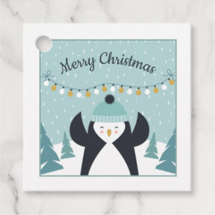 Schattigee Penguin Winter Art Vrolijk Kerstfeest Bedankjes Labels