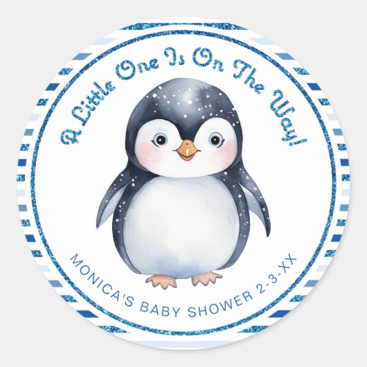 Schattigee Penguin Winter Baby shower Sticker (Voorkant)