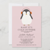 Schattigee Penguin Winter Baby shower Uitnodiging (Voorkant)