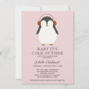 Schattigee Penguin Winter Baby shower Uitnodiging