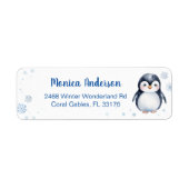 Schattigee Penguin Winter gepersonaliseerd label (Voorkant)