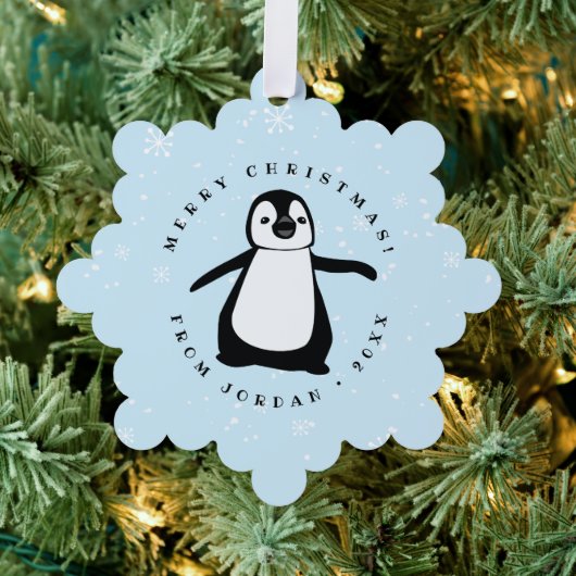 Schattigee Penguin Winter Snow Class cadeau op maa Ornament Kaart (Insitu (Drie))