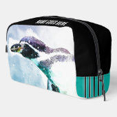 Schattigee Penguin Zwart en Blauwgroen Waterverf R Toilettasje (Rechterhoek)