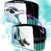 Schattigee Penguin Zwart en Blauwgroen Waterverf R Toilettasje