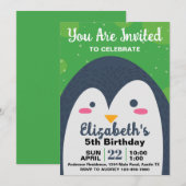 Schattigee Penquin verjaardagsfeestje uitnodiging (Voorkant / Achterkant)