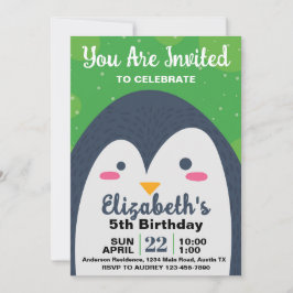 Schattigee Penquin verjaardagsfeestje uitnodiging