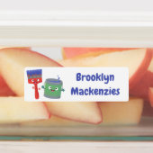 Schattigee penseel en verf cartoon gepersonaliseer labels (Aangebracht)