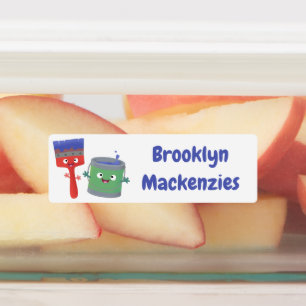 Schattigee penseel en verf cartoon gepersonaliseer labels