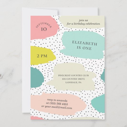 Schattigee penseelstreken. Roze en munt kinderen v Kaart (Voorkant)