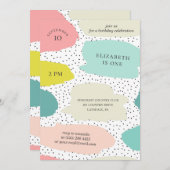 Schattigee penseelstreken. Roze en munt kinderen v Kaart (Voorkant / Achterkant)