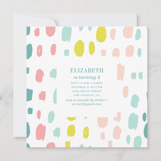 Schattigee penseelstreken. Roze en munt kinderen v Kaart (Voorkant)