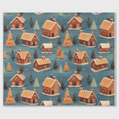 Schattigee peperkoek huizen en bomen cadeaupapier (Vlak)