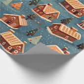 Schattigee peperkoek huizen en bomen cadeaupapier (Hoek)
