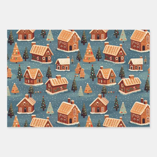 Schattigee peperkoek huizen en bomen inpakpapier vel (Voorkant 2)