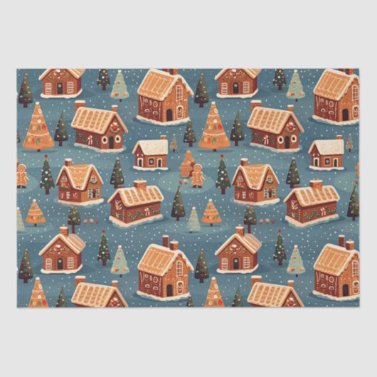 Schattigee peperkoek huizen en bomen tissuepapier (Voorkant)