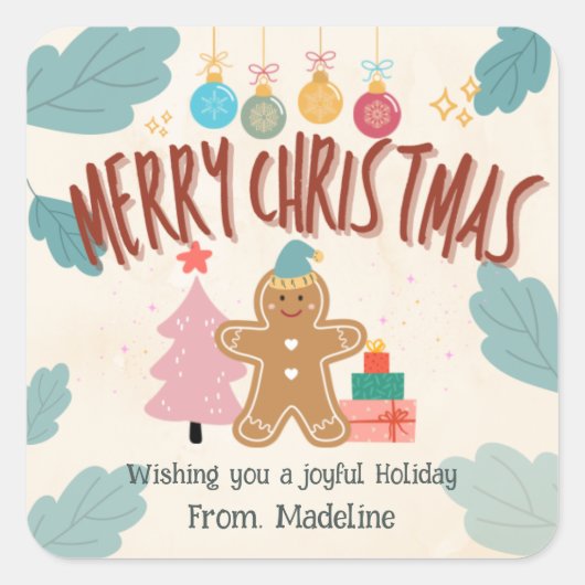 Schattigee peperkoek kerstvakantie Stickers (Voorkant)