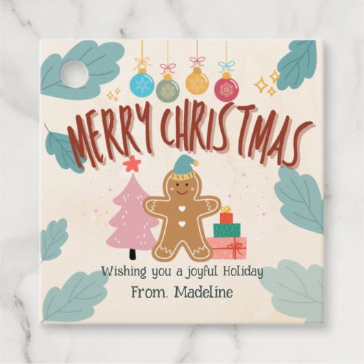 Schattigee peperkoek kerstvakantie Stickers Bedankjes Labels (Voorkant)