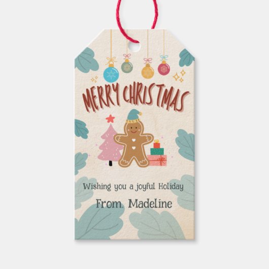 Schattigee peperkoek kerstvakantie Stickers Cadeaulabel (Voorkant)