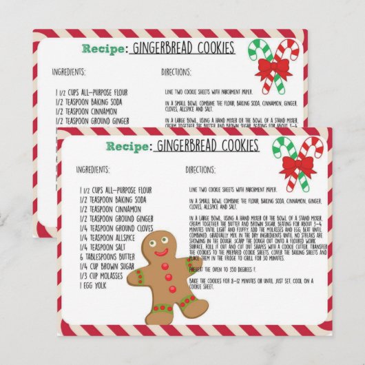 Schattigee peperkoek koekjes recept Kaart (Voorkant / Achterkant)