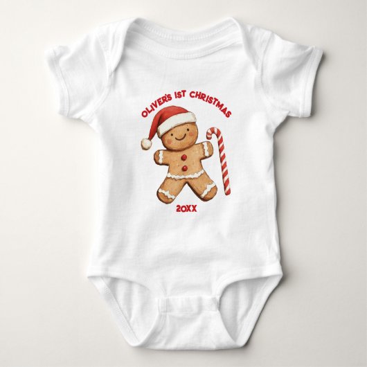 Schattigee peperkoek man Baby eerste 1e kerst Romper (Voorkant)