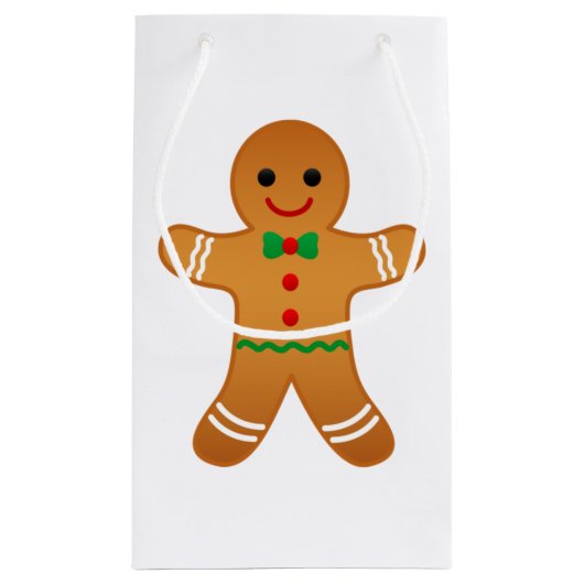 Schattigee peperkoek Man Christmas Gift Bag Klein Cadeauzakje (Achterkant)