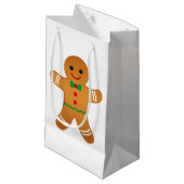 Schattigee peperkoek Man Christmas Gift Bag Klein Cadeauzakje (Voorkant Gekanteld)