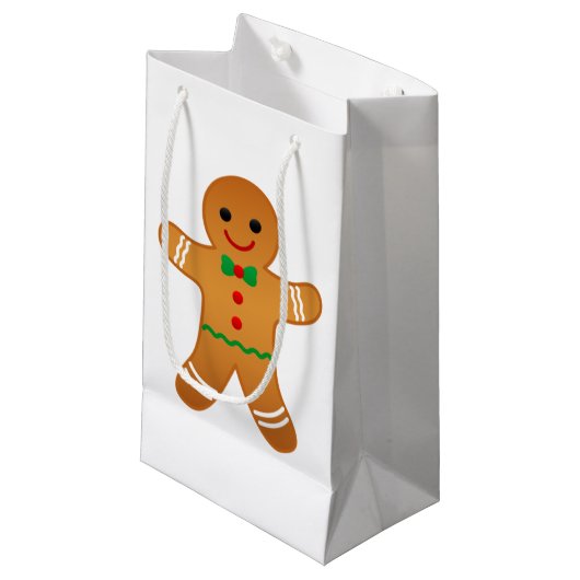 Schattigee peperkoek Man Christmas Gift Bag Klein Cadeauzakje (Voorkant Gekanteld)