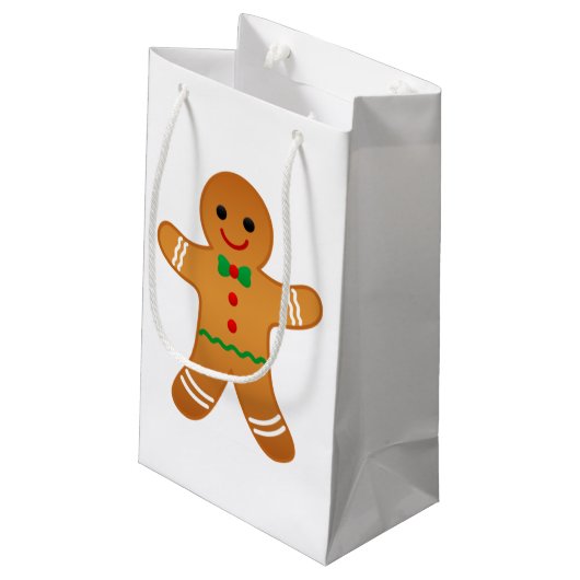 Schattigee peperkoek Man Christmas Gift Bag Klein Cadeauzakje (Achterkant Gekanteld)