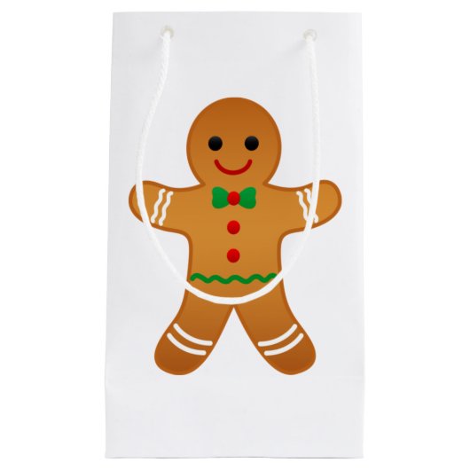 Schattigee peperkoek Man Christmas Gift Bag Klein Cadeauzakje (Voorkant)